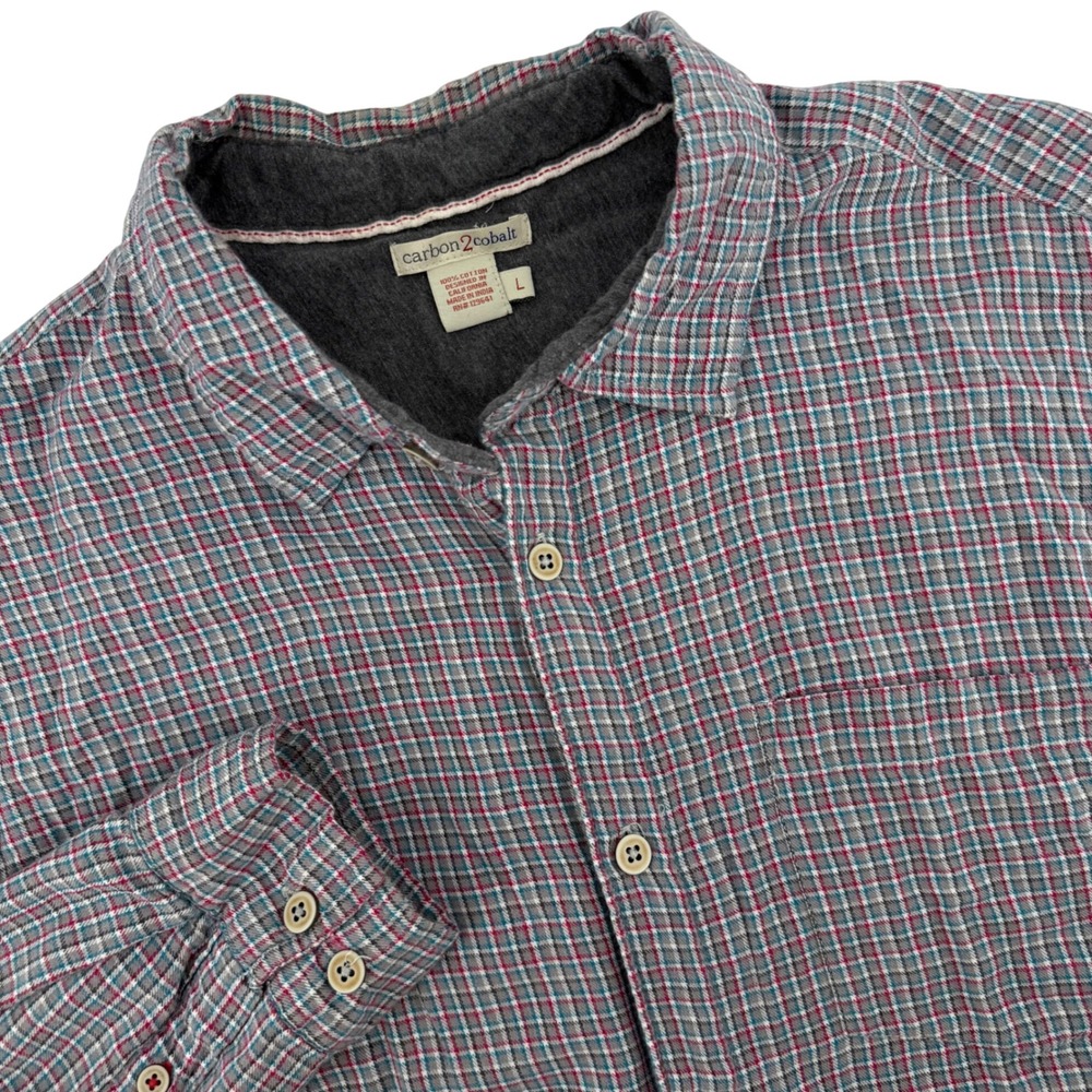 Carbon 2 Cobalt Mens Lined Plaid Button Up Long Sleeve Shacket‎ Size L